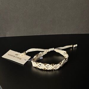 World Market Ivory and Gold Beaded Bracelet